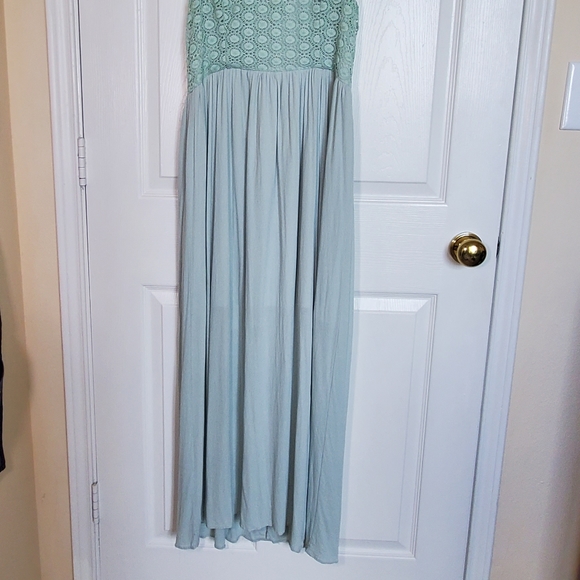 LAST CHANCE Altar'd State Mint Lace Maxi Side Slit Dress - Picture 3 of 8